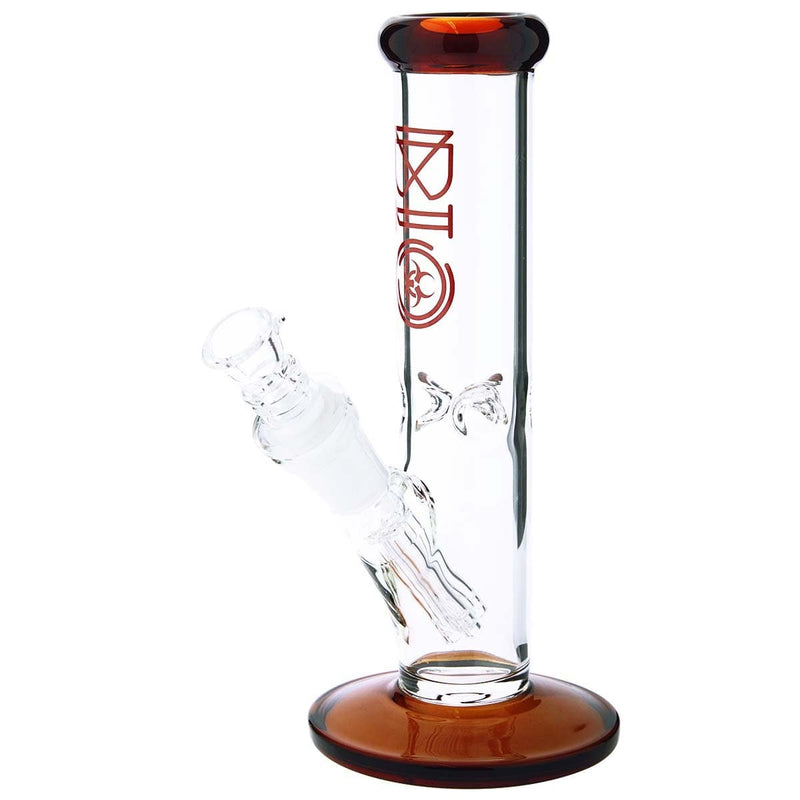 Bio Glass Glass Bong 8" BIO 38mm Straight - Amber Trim