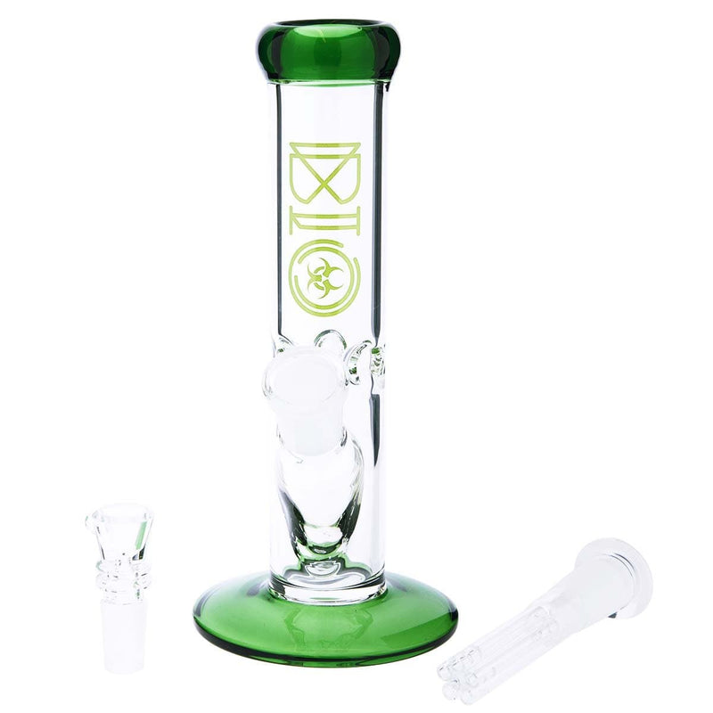 Bio Glass Glass Bong 8" BIO 38mm Straight - Green Trim