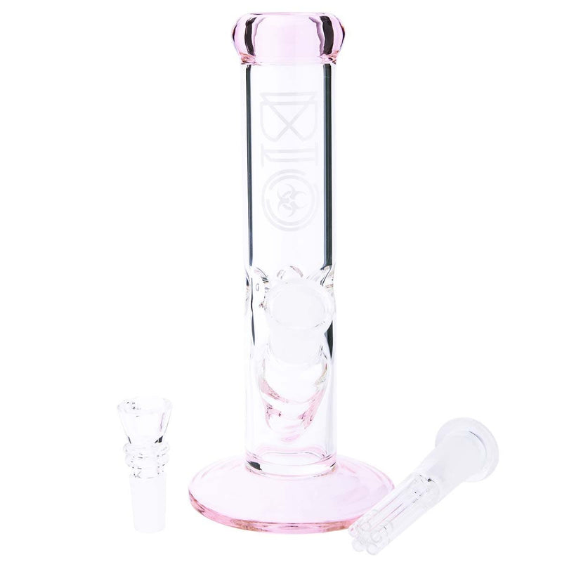 Bio Glass Glass Bong 8" BIO 38mm Straight - Pink Trim