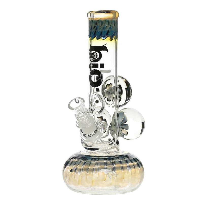 Bio Glass Glass Bong 9" BIO Three Marble Bubble Bottom - Black w/ Illuminati