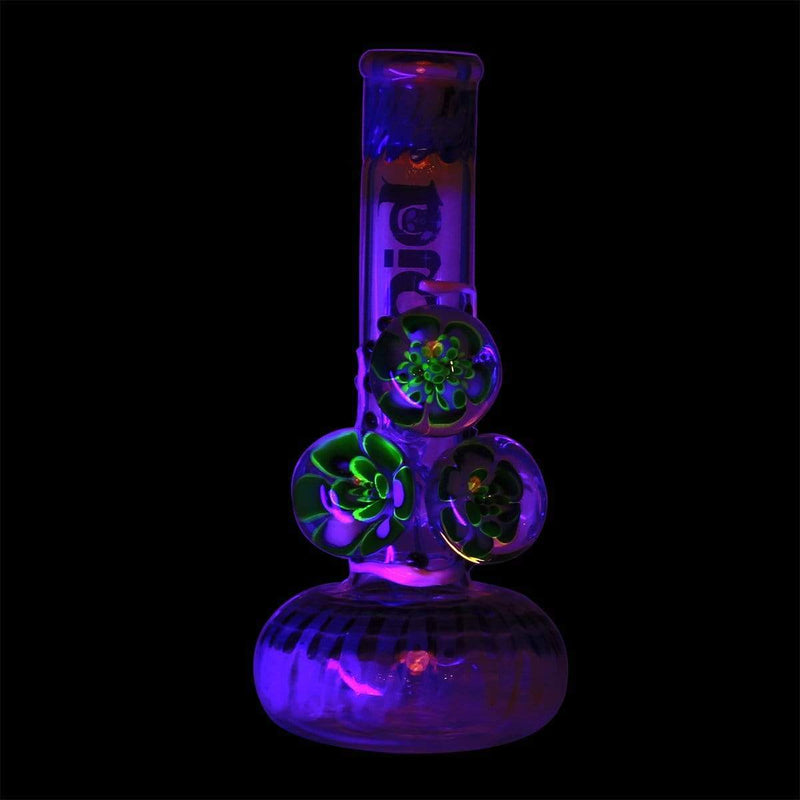 Bio Glass Glass Bong 9" BIO Three Marble Bubble Bottom - Black w/ Illuminati