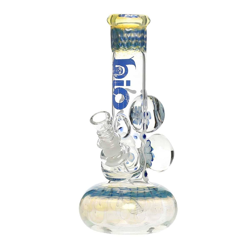 Bio Glass Glass Bong 9" BIO Three Marble Bubble Bottom - Blue w/ Illuminati