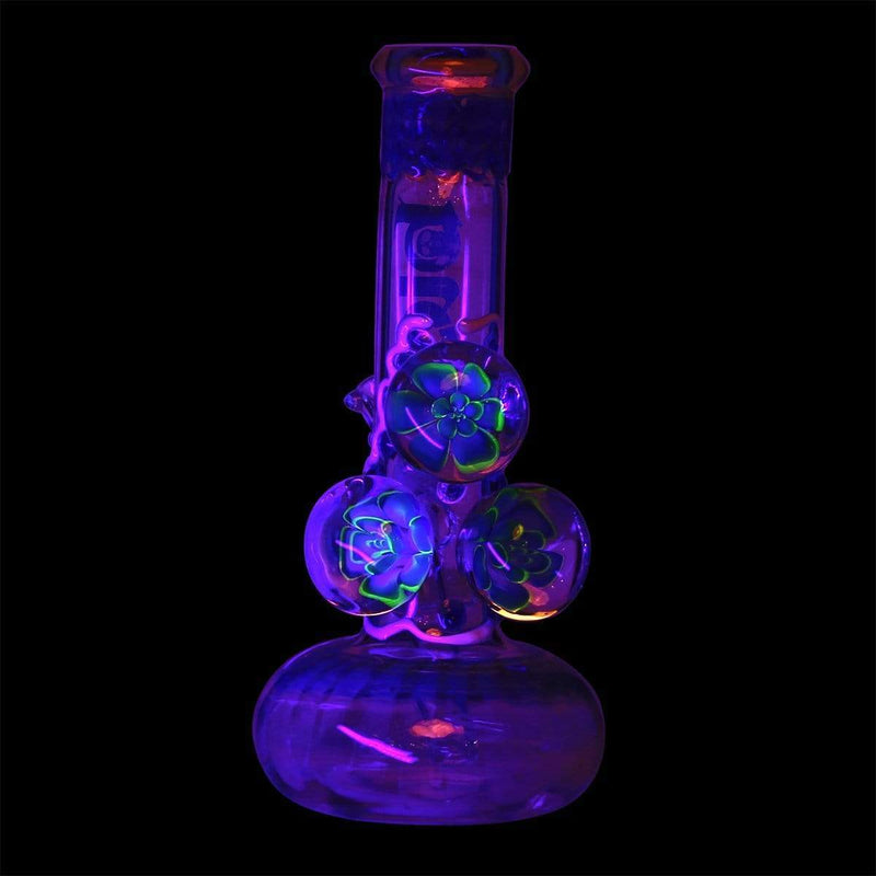 Bio Glass Glass Bong 9" BIO Three Marble Bubble Bottom - Blue w/ Illuminati