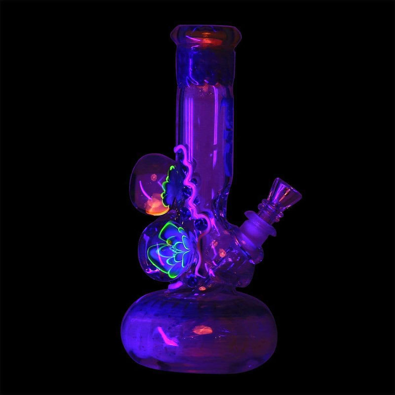 Bio Glass Glass Bong 9" BIO Three Marble Bubble Bottom - Blue w/ Illuminati