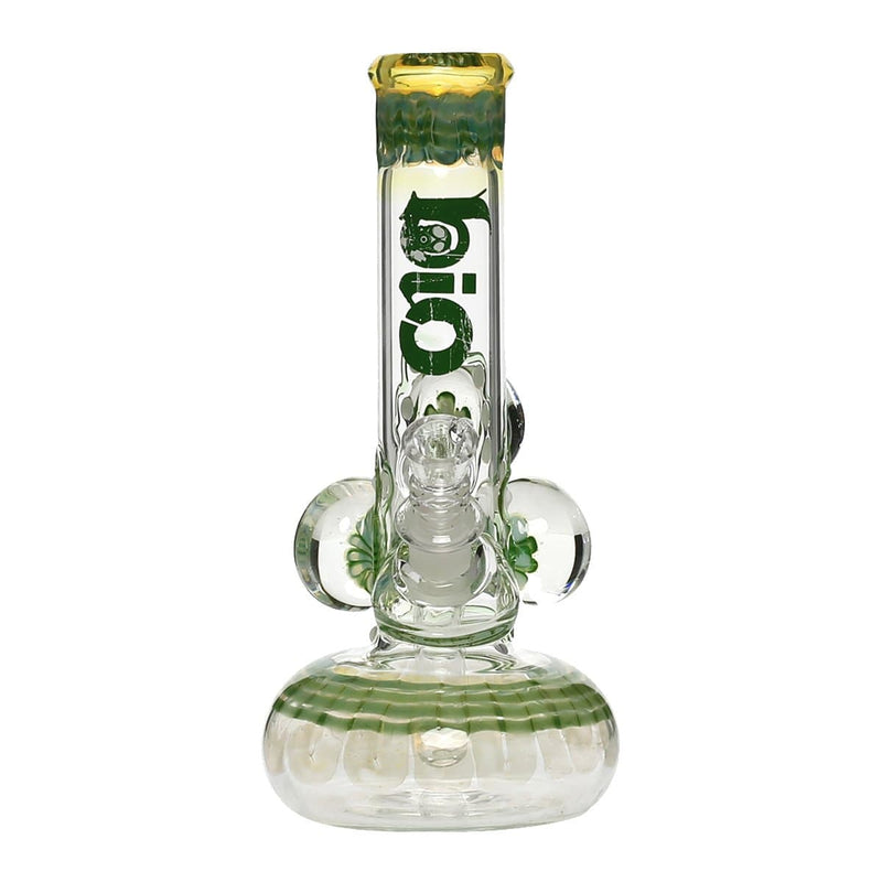 Bio Glass Glass Bong 9" BIO Three Marble Bubble Bottom - Green w/ Illuminati