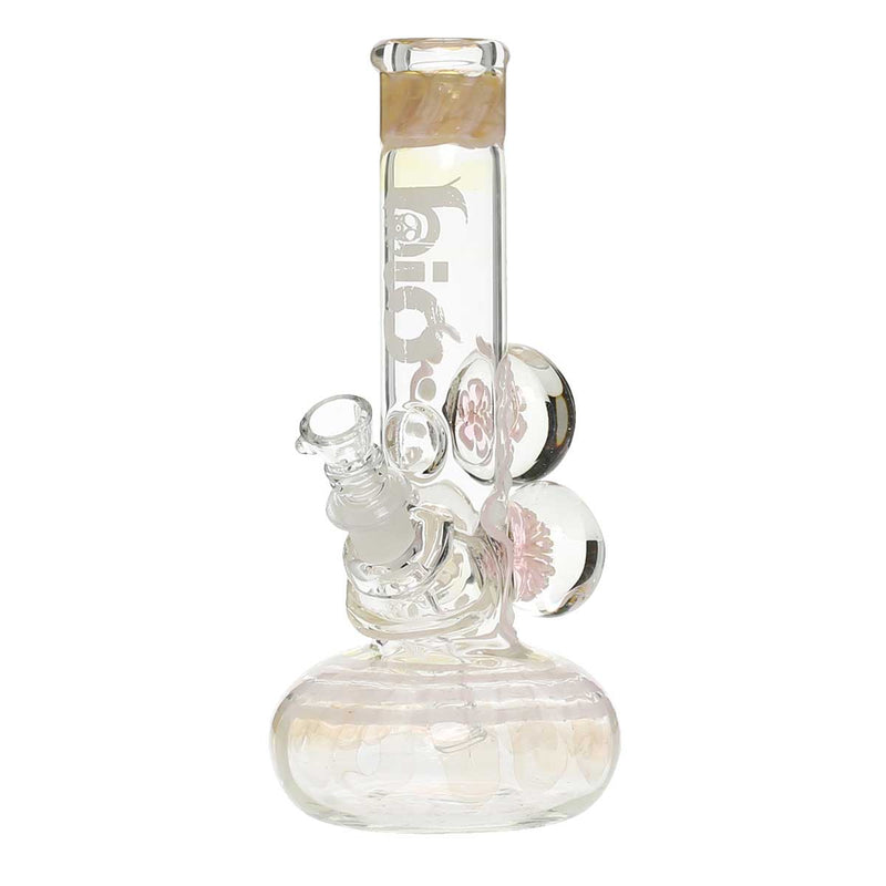 Bio Glass Glass Bong 9" BIO Three Marble Bubble Bottom - Pink w/ Illuminati