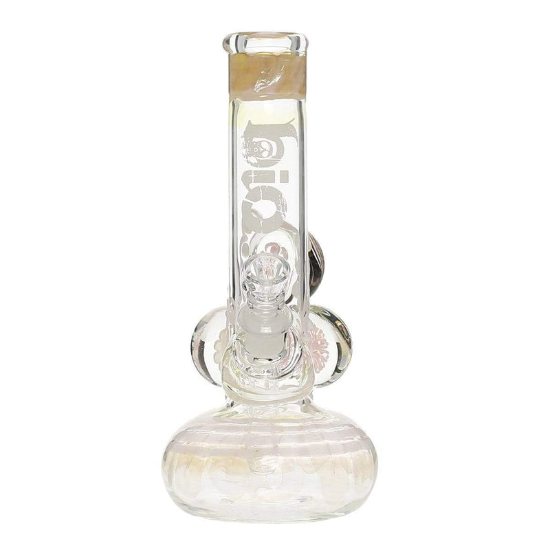 Bio Glass Glass Bong 9" BIO Three Marble Bubble Bottom - Pink w/ Illuminati