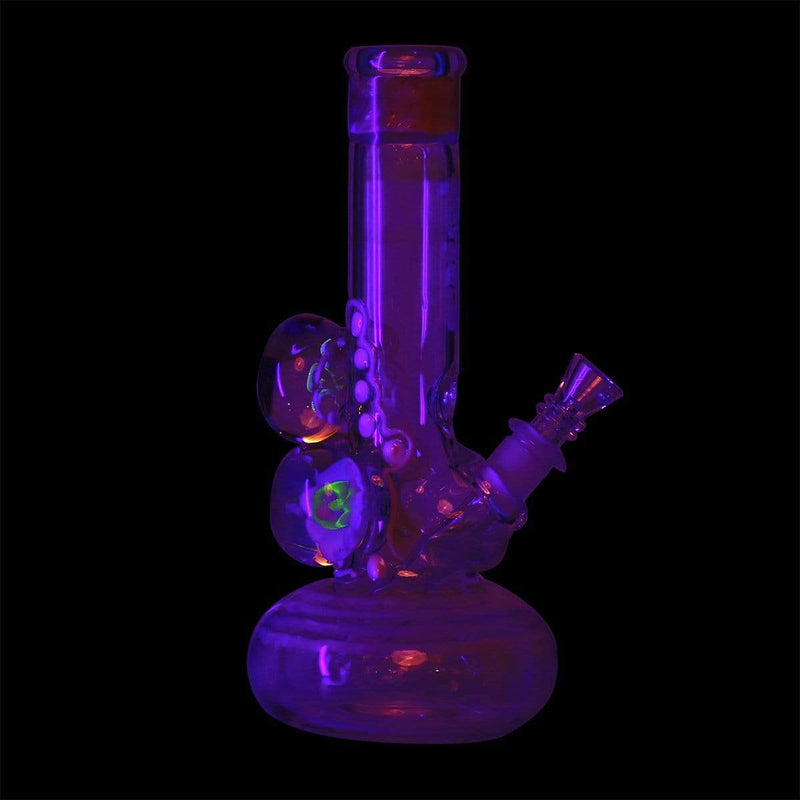 Bio Glass Glass Bong 9" BIO Three Marble Bubble Bottom - Pink w/ Illuminati