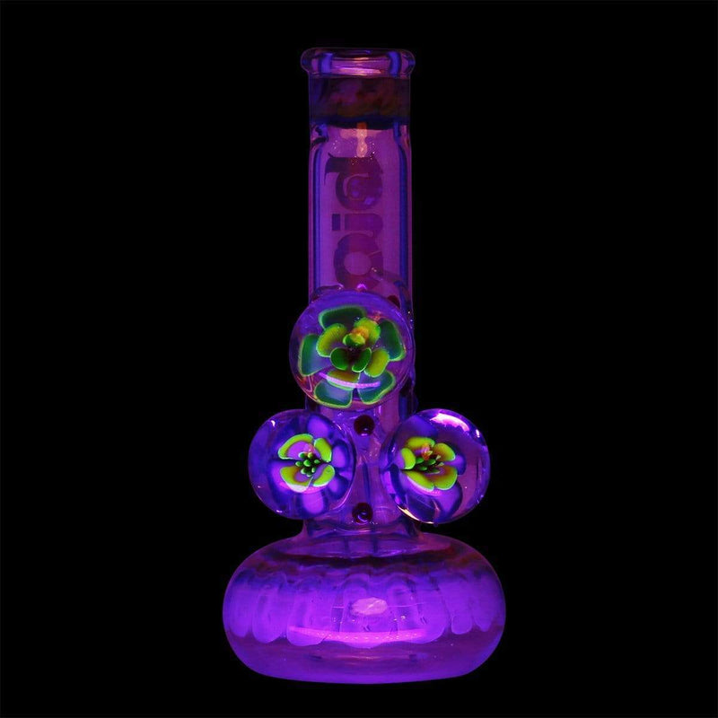 Bio Glass Glass Bong 9" BIO Three Marble Bubble Bottom - Rasta w/ Illuminati