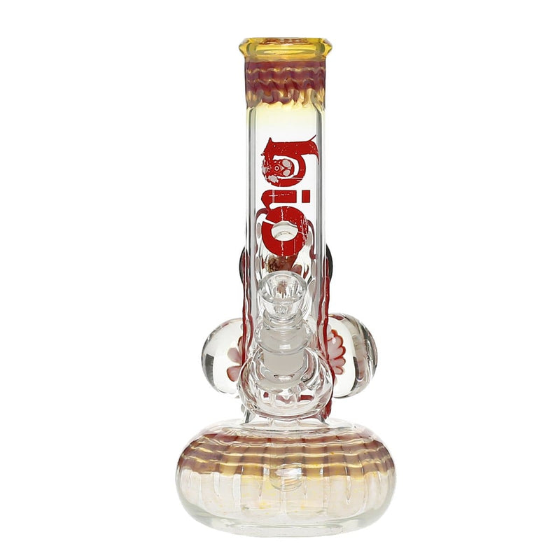 Bio Glass Glass Bong 9" BIO Three Marble Bubble Bottom - Red w/ Illuminati