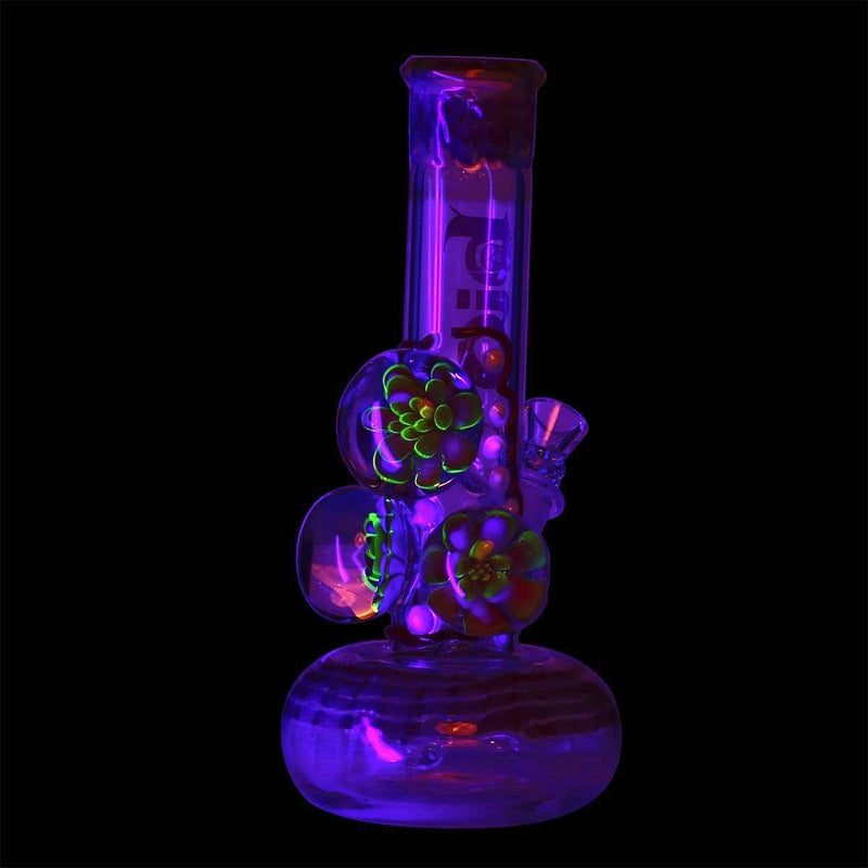 Bio Glass Glass Bong 9" BIO Three Marble Bubble Bottom - Red w/ Illuminati