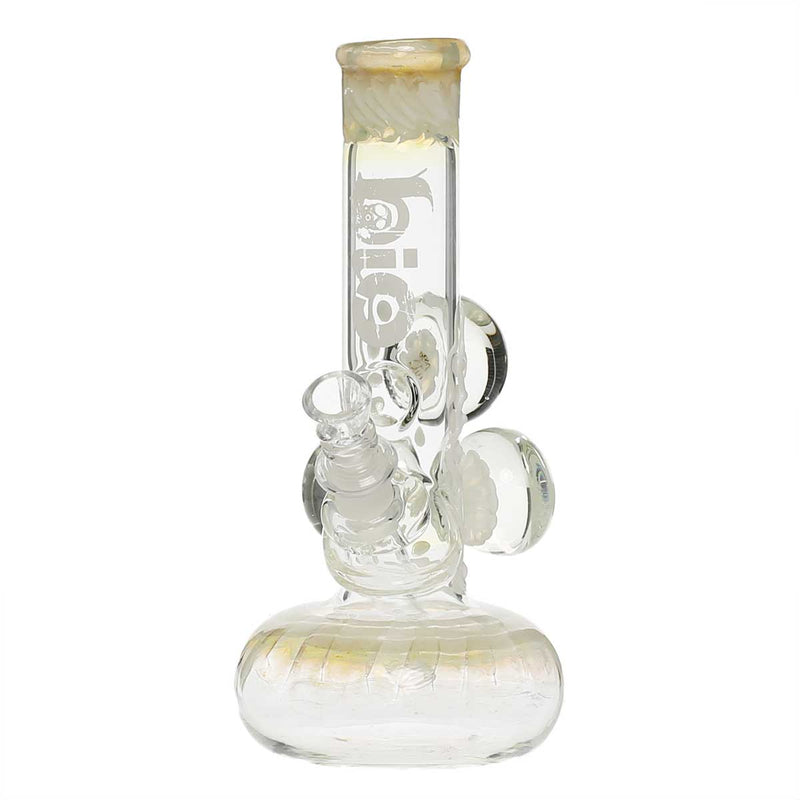 Bio Glass Glass Bong 9" BIO Three Marble Bubble Bottom - White w/ Illuminati