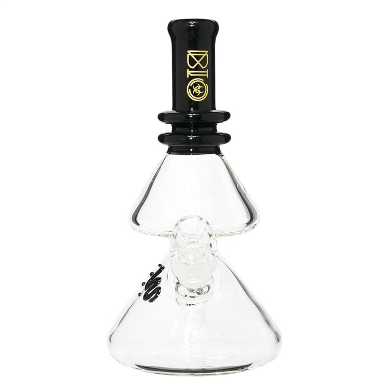 Bio Glass Glass Bong BIO Waterpipe 8" Double Beaker-Black with Gold Logo