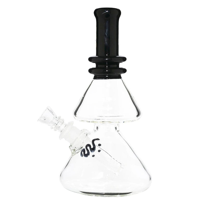 Bio Glass Glass Bong BIO Waterpipe 8" Double Beaker-Black with Gold Logo