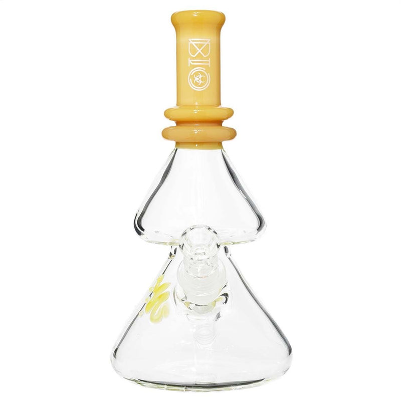 Bio Glass Glass Bong BIO Waterpipe 8" Double Beaker-Gold with Silver Logo