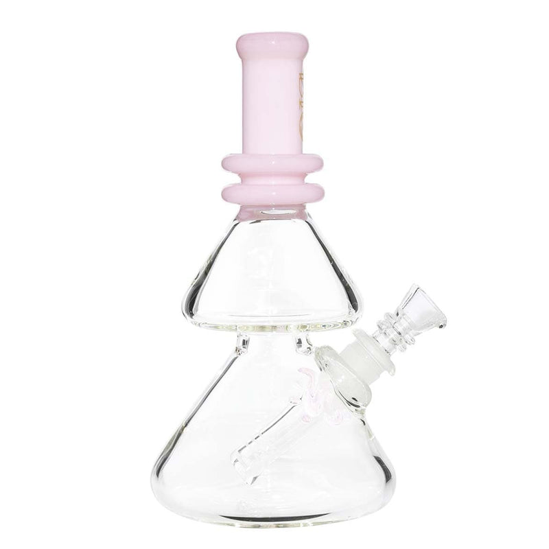 Bio Glass Glass Bong BIO Waterpipe 8" Double Beaker-Pink with Gold Logo