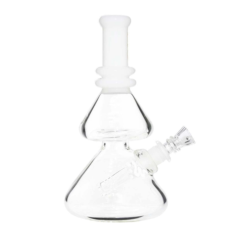 Bio Glass Glass Bong BIO Waterpipe 8" Double Beaker-White with Gold Logo