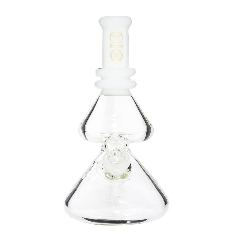 Bio Glass Glass Bong BIO Waterpipe 8" Double Beaker-White with Gold Logo