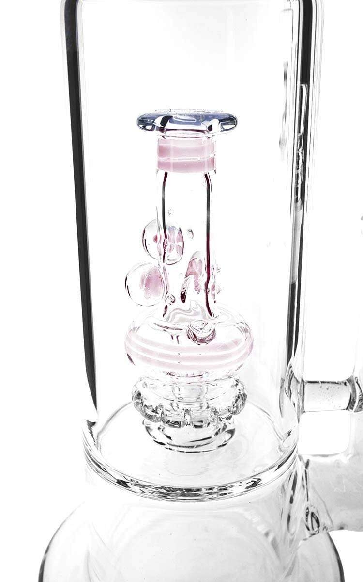 Bio Glass Glass Bong Waterpipe BIO Stemless Straight 65mm w/ Waterpipe Showerhead Perc - 19mm female - Pink