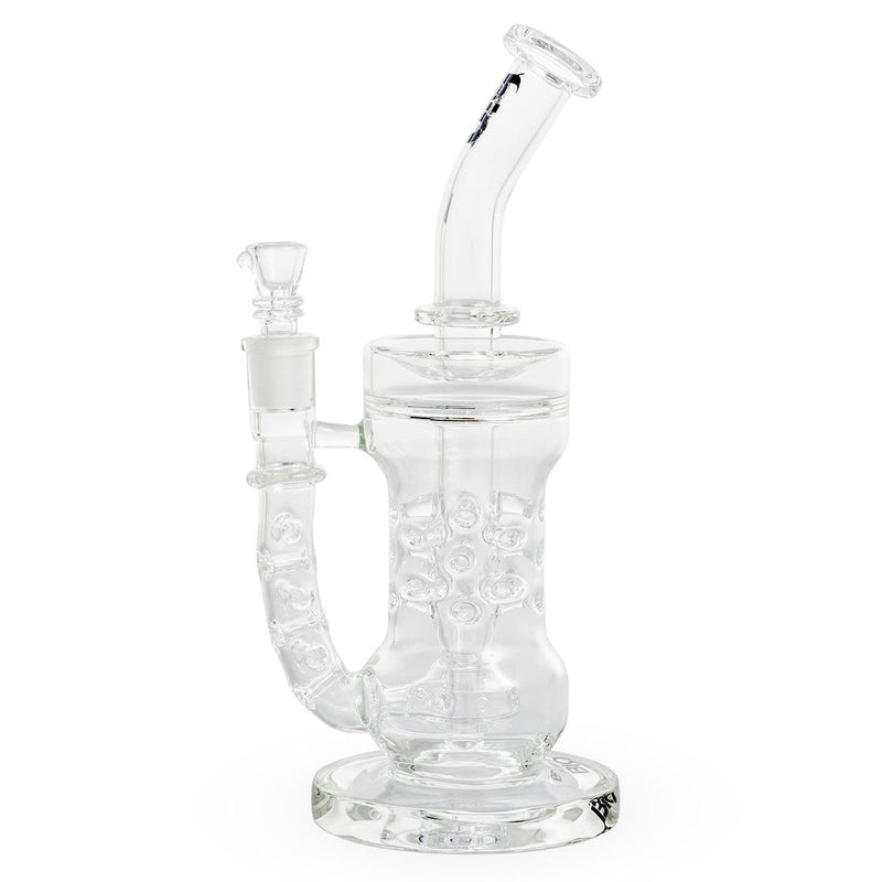 Bio Glass Glass Dab Rig 10" BIO Circ / Thorn Recycler Straight Water Pipe - Black Logo