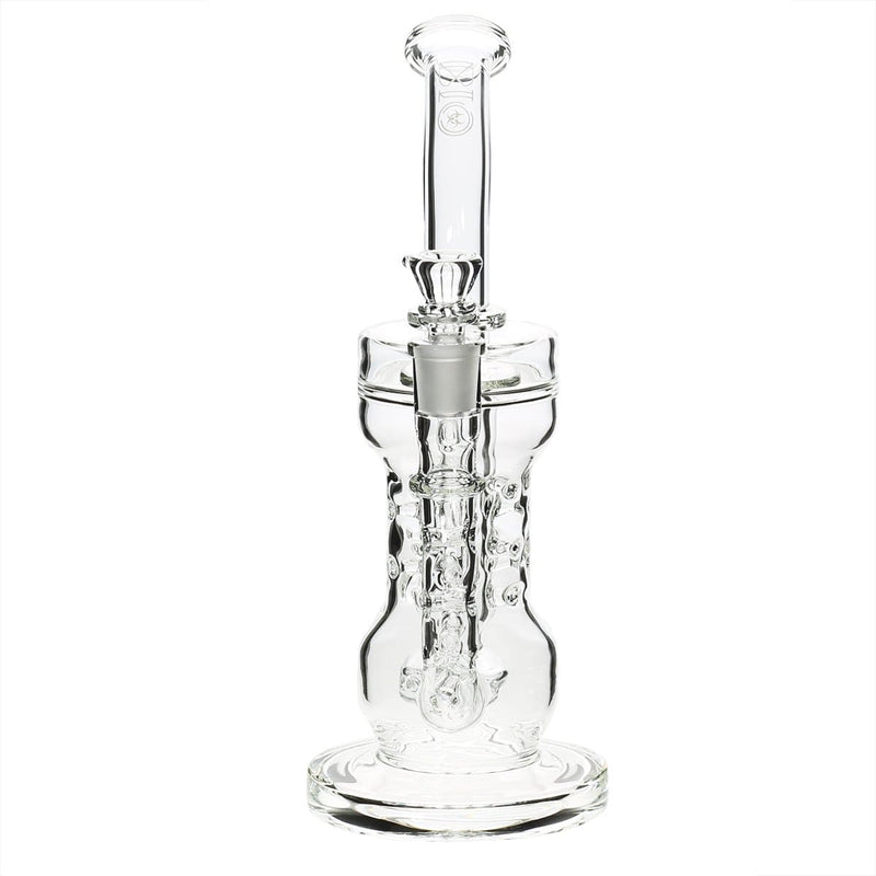 Bio Glass Glass Dab Rig 10" BIO Circ / Thorn Recycler Straight Water Pipe - Black Logo