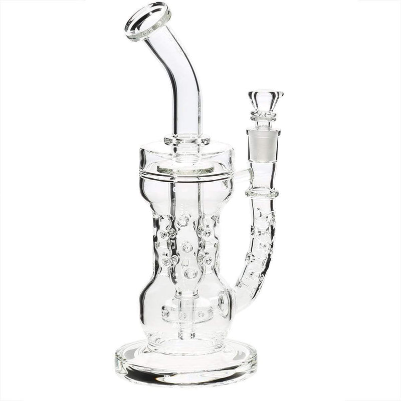 Bio Glass Glass Dab Rig 10" BIO Circ / Thorn Recycler Straight Water Pipe - Silver Logo