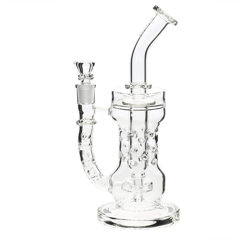 Bio Glass Glass Dab Rig 10" BIO Circ / Thorn Recycler Straight Water Pipe - Silver Logo