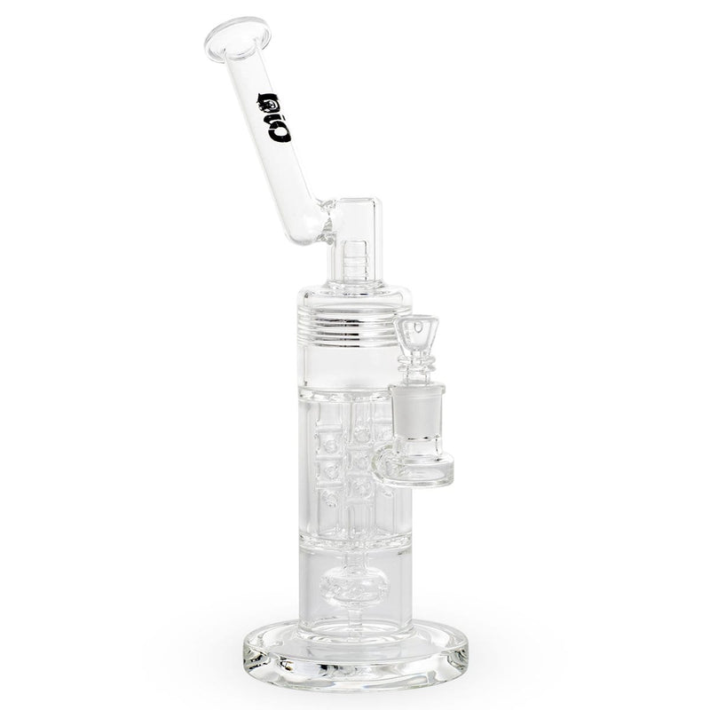 Bio Glass Glass Dab Rig 12" BIO Bubbler Circ / Quad Pillar - Black Logo