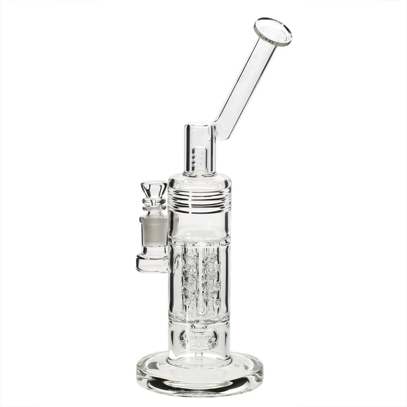 Bio Glass Glass Dab Rig 12" BIO Bubbler Circ / Quad Pillar - Black Logo