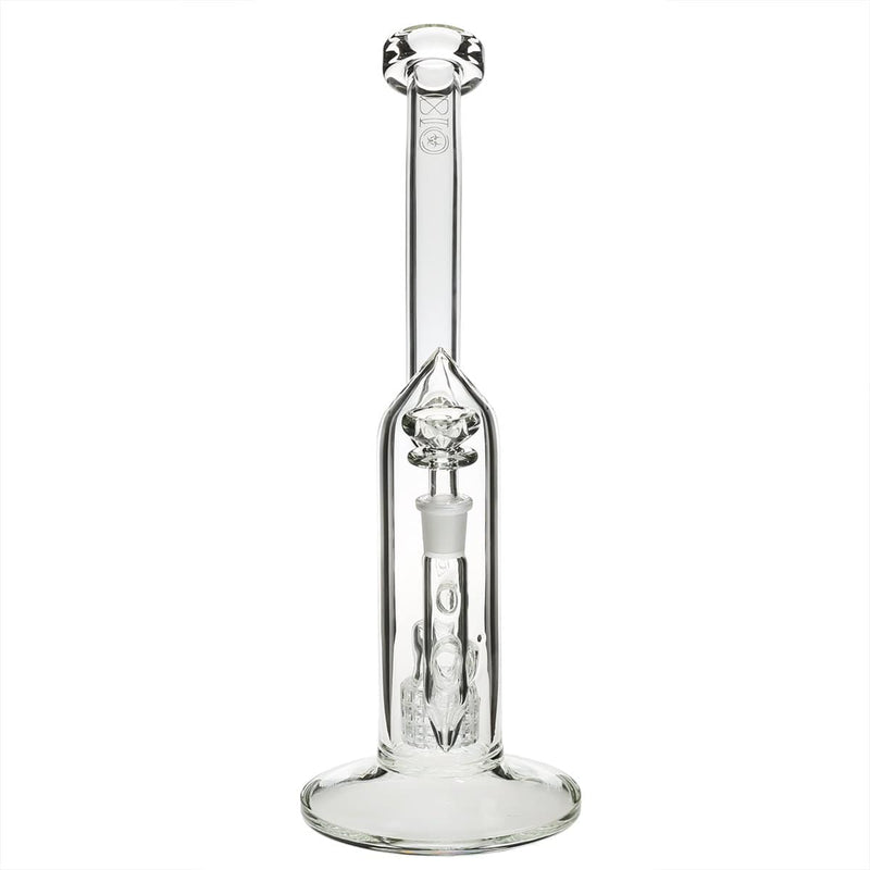 Bio Glass Glass Dab Rig 12" Inline 90 Degree Grid Bubbler 14mm - Clear With BIO Stamp and Gold Logo