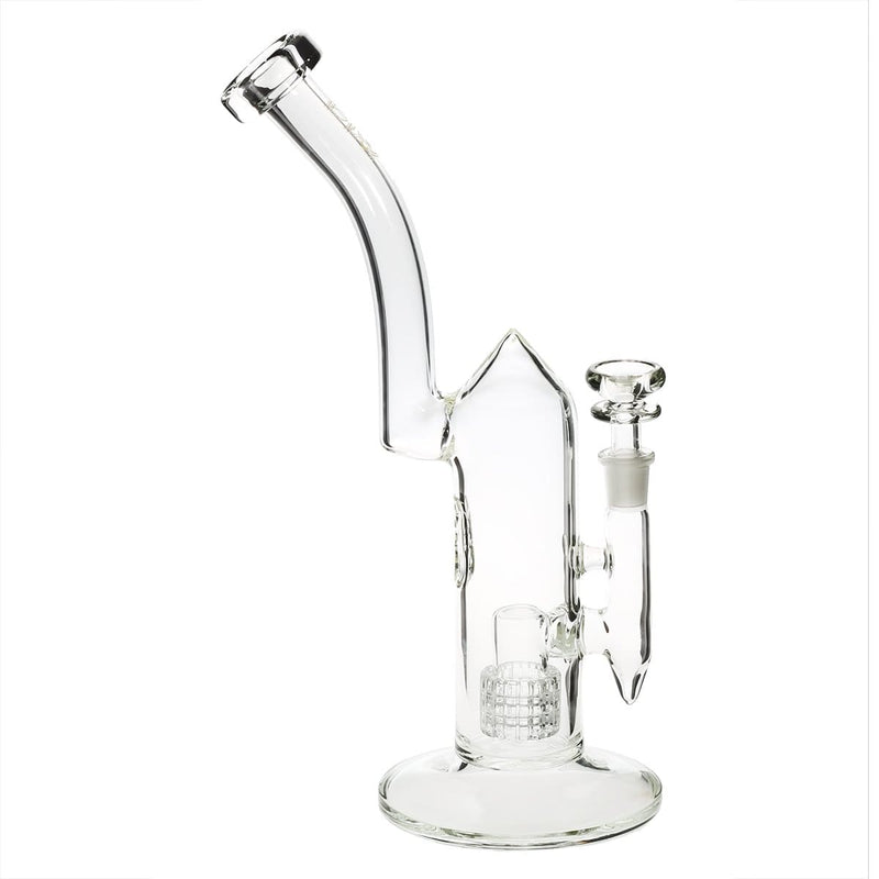 Bio Glass Glass Dab Rig 12" Inline 90 Degree Grid Bubbler 14mm - Clear With BIO Stamp and Gold Logo