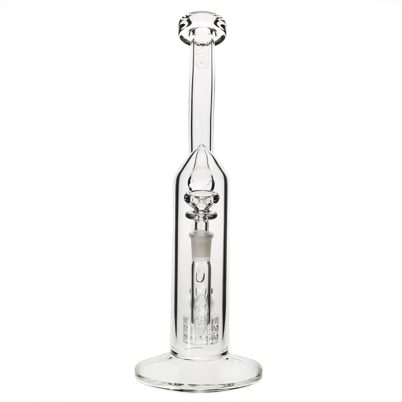 Bio Glass Glass Dab Rig 12" Inline 90 Degree Grid Bubbler 14mm - Clear With BIO Stamp and Silver Logo