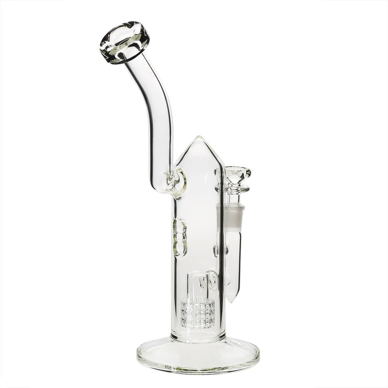 Bio Glass Glass Dab Rig 12" Inline 90 Degree Grid Bubbler 14mm - Clear With BIO Stamp and Silver Logo