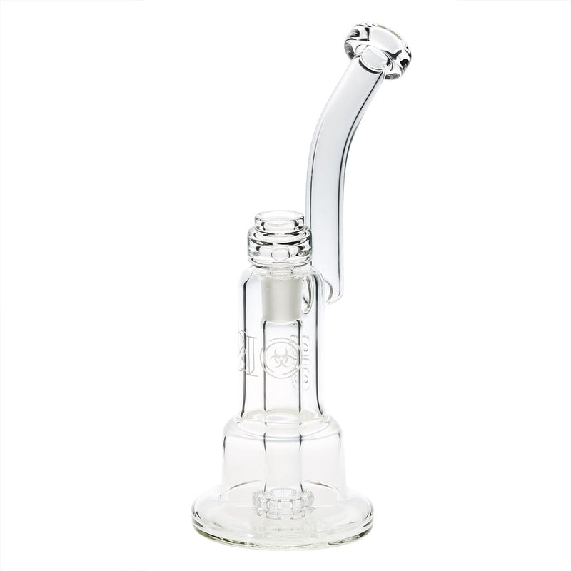 Bio Glass Glass Dab Rig 12" Inverted Twin Showerhead Bubbler 19mm - Clear With Gold Logo