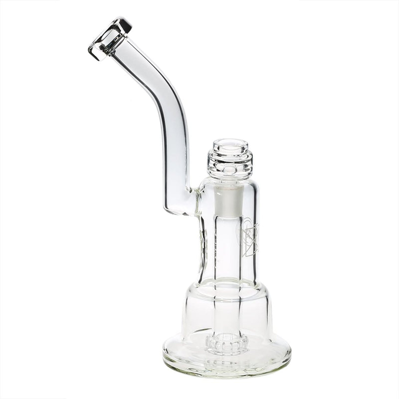 Bio Glass Glass Dab Rig 12" Inverted Twin Showerhead Bubbler 19mm - Clear With Silver Logo