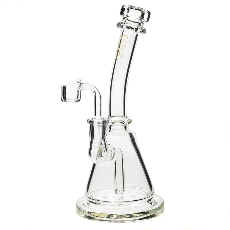 Bio Glass Glass Dab Rig 8" BIO Inline Banger Hanger w/ Banger - Clear with Gold Logo