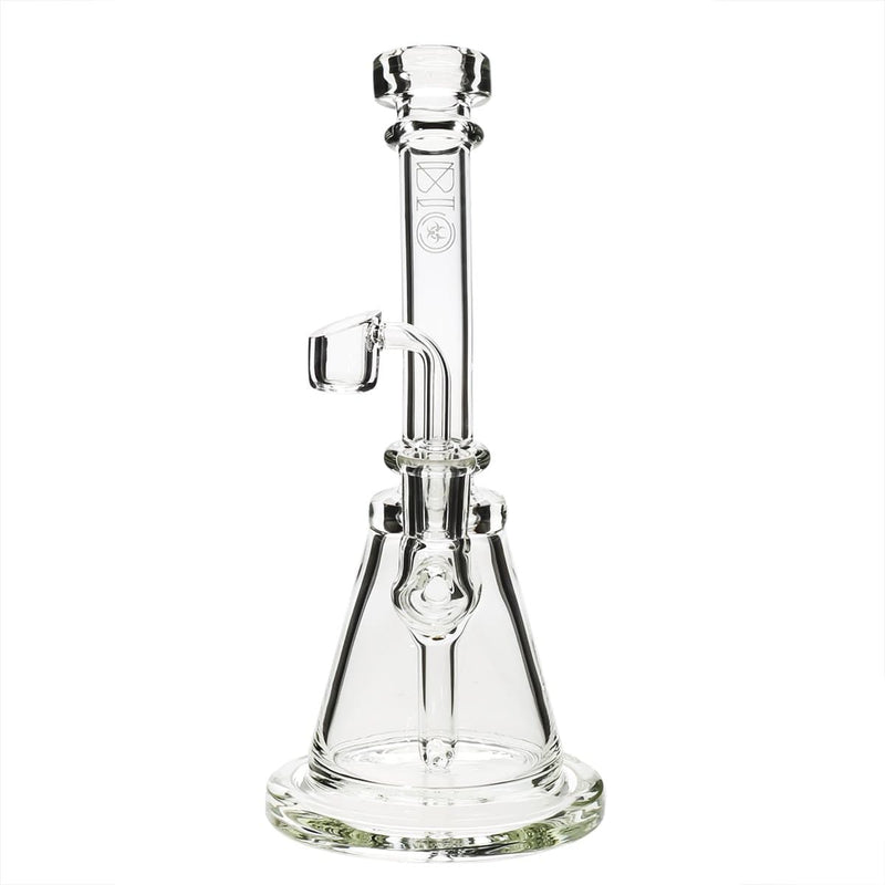 Bio Glass Glass Dab Rig 8" BIO Inline Banger Hanger w/ Banger - Clear with Gold Logo