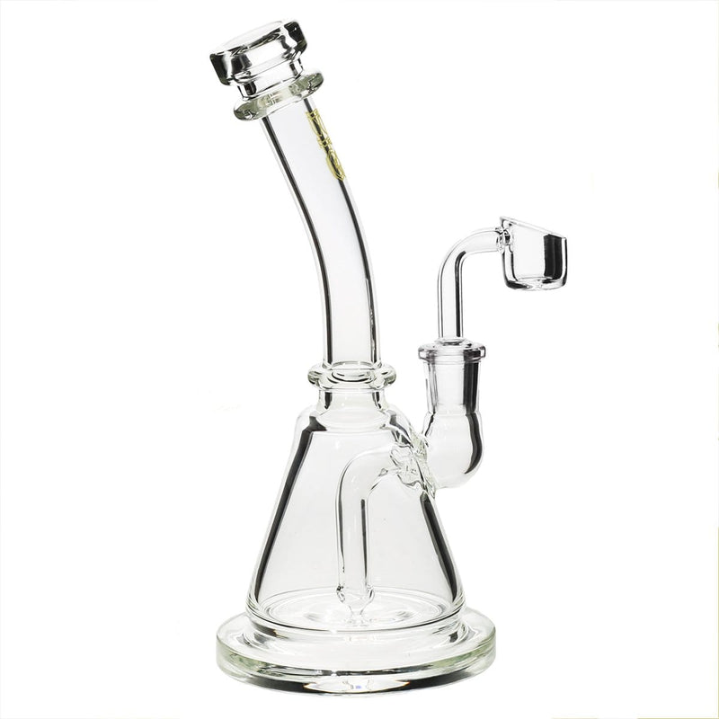 Bio Glass Glass Dab Rig 8" BIO Inline Banger Hanger w/ Banger - Clear with Gold Logo