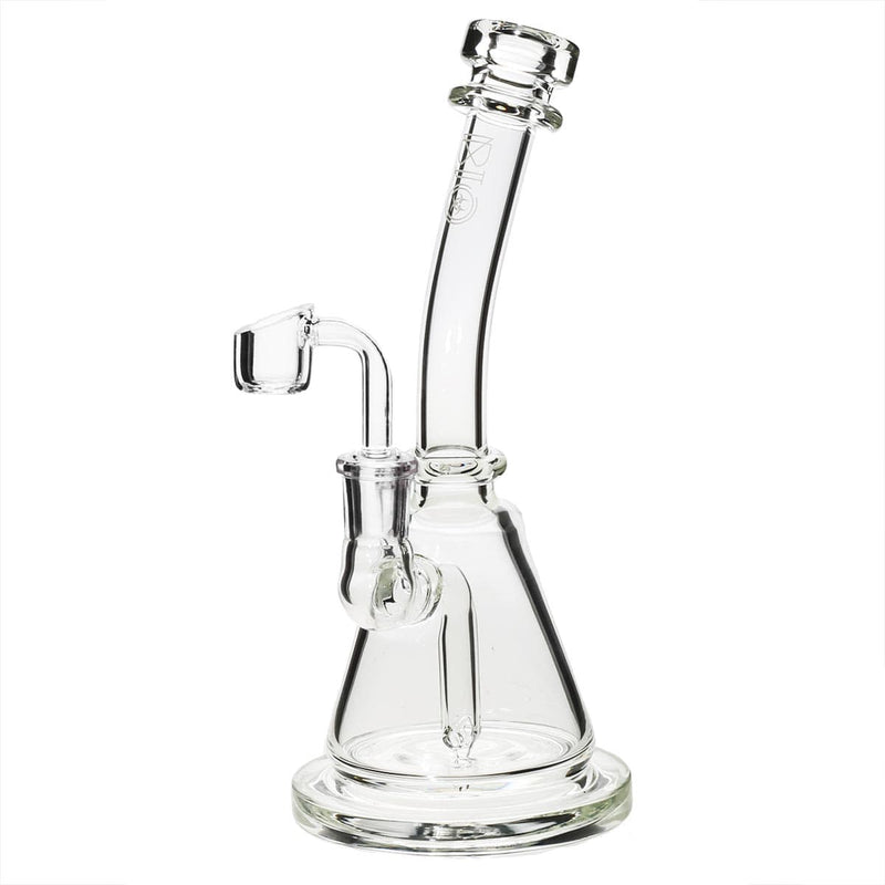 Bio Glass Glass Dab Rig 8" BIO Inline Banger Hanger w/ Banger - Clear with Silver Logo