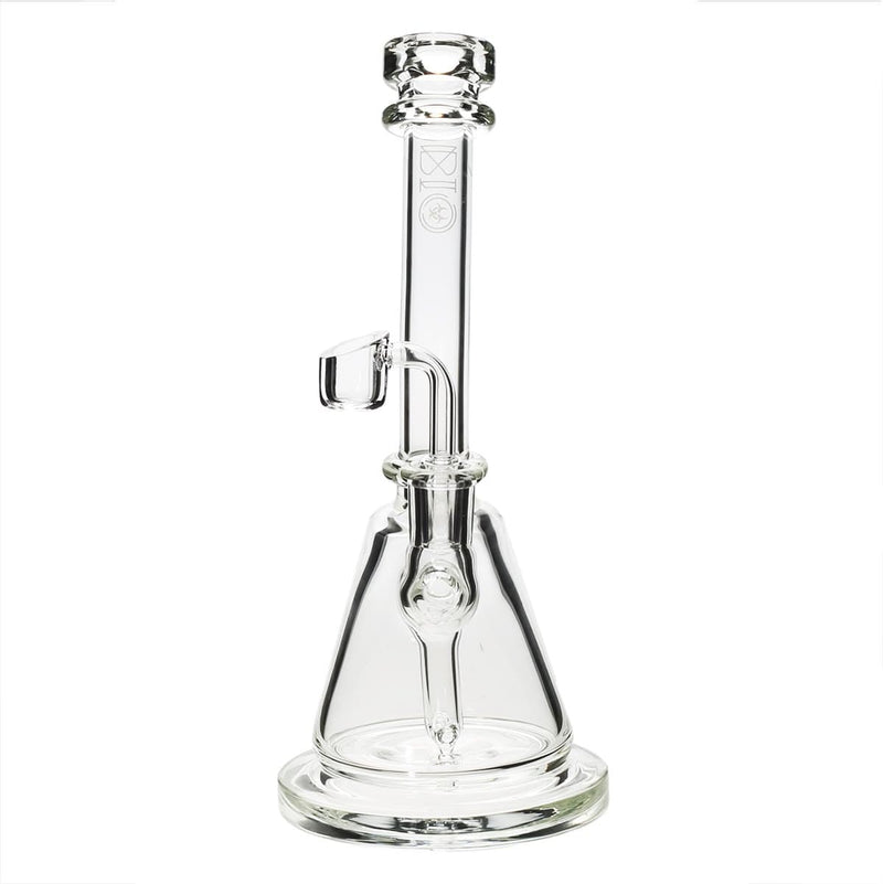 Bio Glass Glass Dab Rig 8" BIO Inline Banger Hanger w/ Banger - Clear with Silver Logo