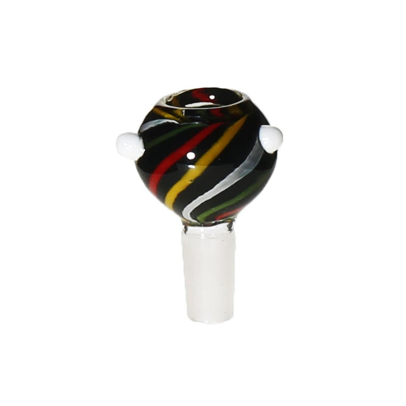 Biohazard Inc 14mm Bowl 14mm Rasta Swirl Black Bowl