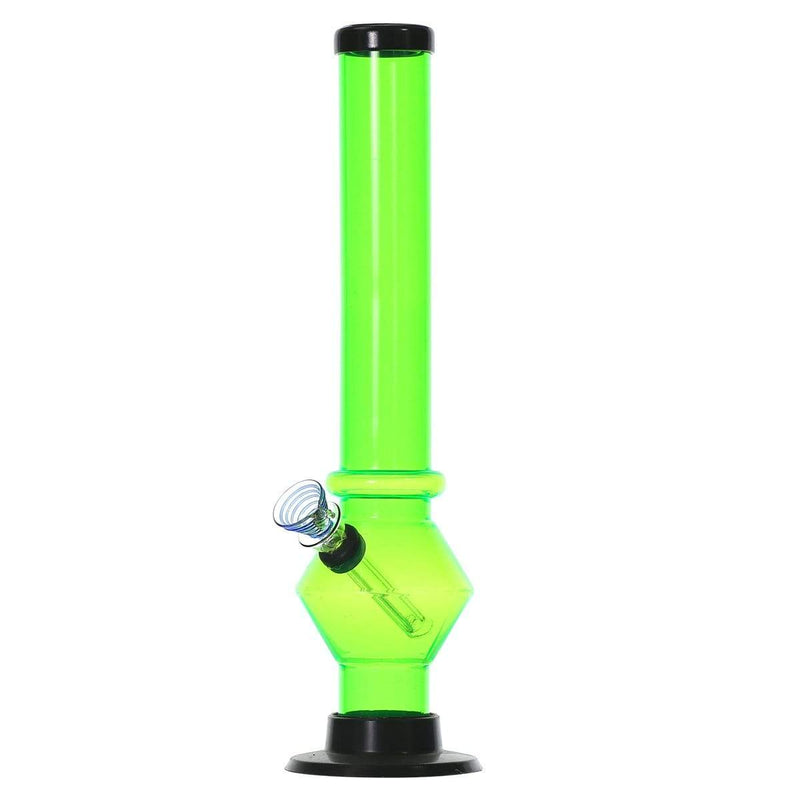 Biohazard Inc Acrylic Bong Acrylic Water Pipe 12" x 1.5" w/ Glass Pull Bowl Slide