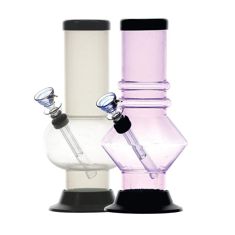 Biohazard Inc Acrylic Bong Acrylic Water Pipe 8" x 2" w/ Glass Pull Bowl Slide