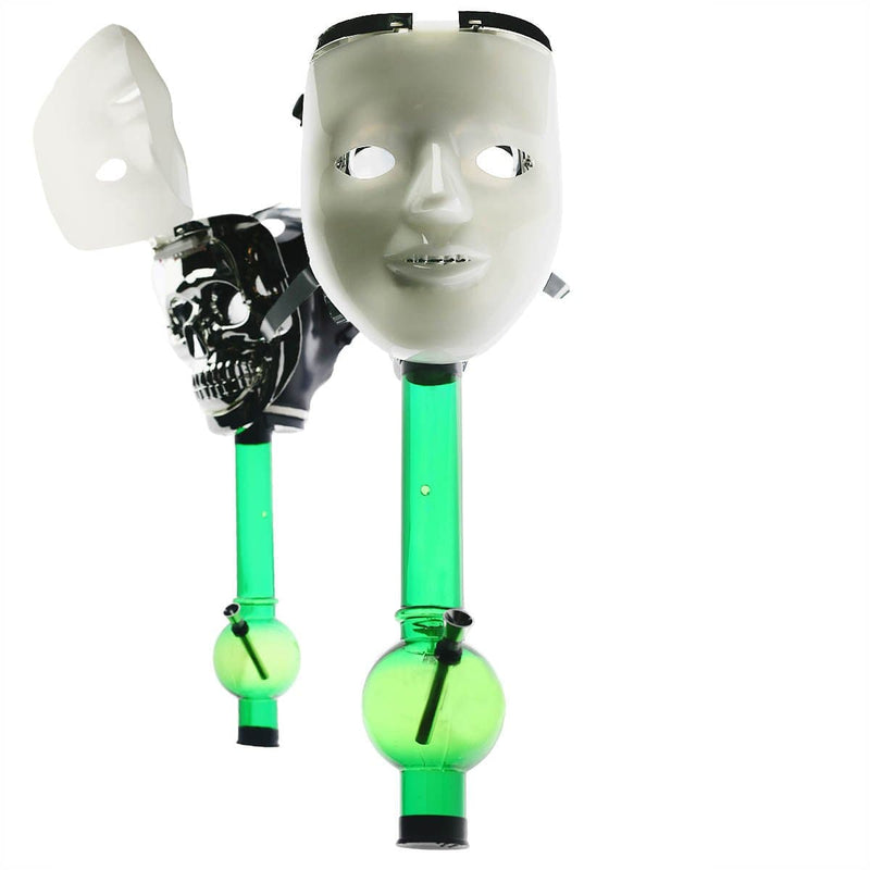 Biohazard Inc Acrylic Bong with Gas Mask Gas Mask with Face Cover - White