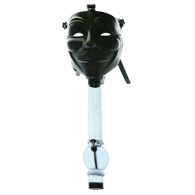 Biohazard Inc Acrylic Bong with Gas Mask Gas Mask with Guy Fawkes Cover - Black