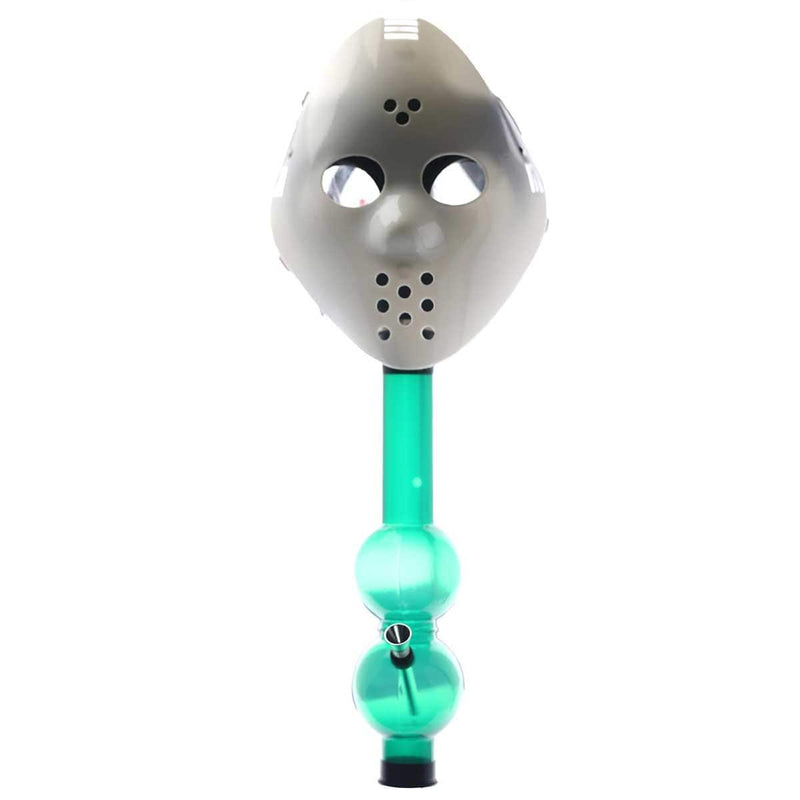 Biohazard Inc Acrylic Bong with Gas Mask Gas Mask with Hockey Mask Cover - White