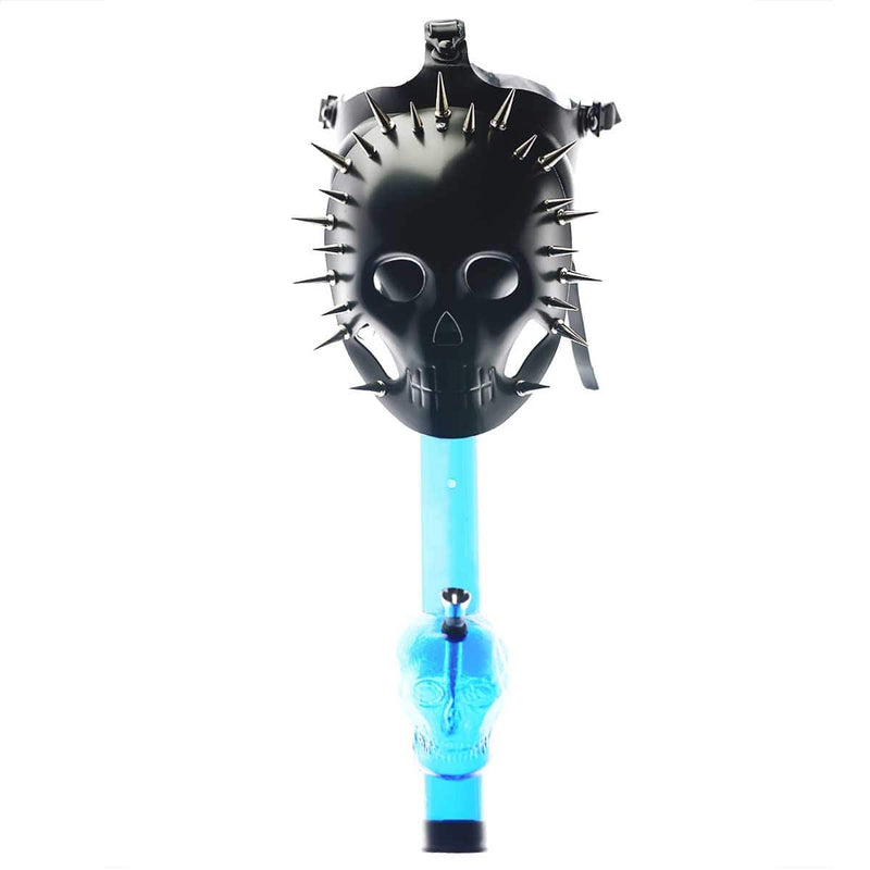 Biohazard Inc Acrylic Bong with Gas Mask Gas Mask with Spiked Skull Cover - Black