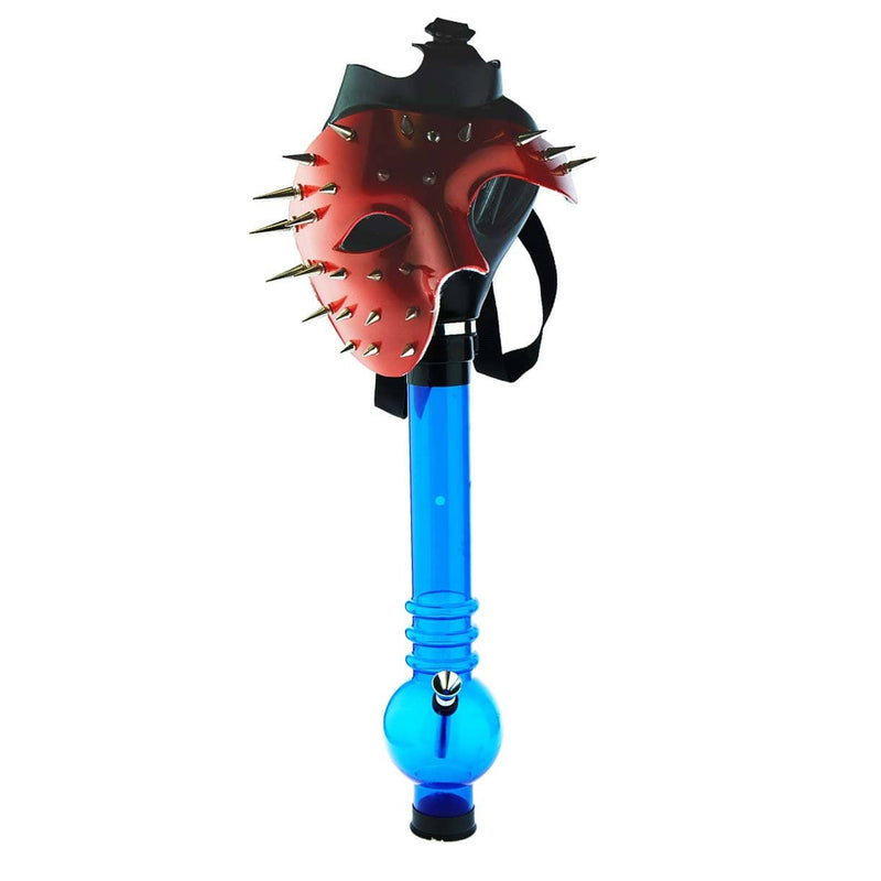 Biohazard Inc Acrylic Bong with Gas Mask Gas Mask with Spiked Skull Cover - Red