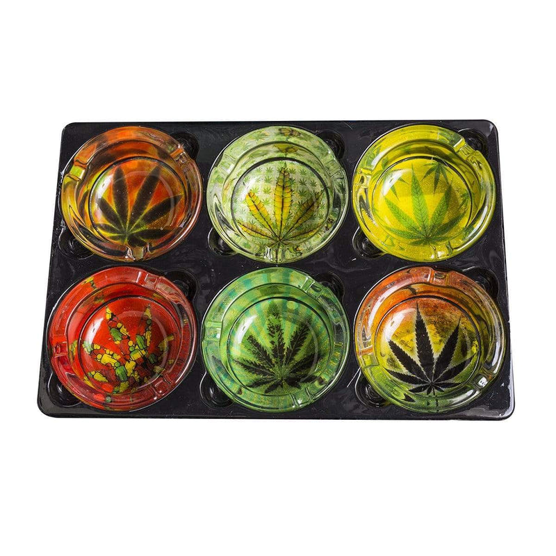 Biohazard Inc Ashtray Desert Leaf Glow In The Dark Glass Ashtrays - 6 Count