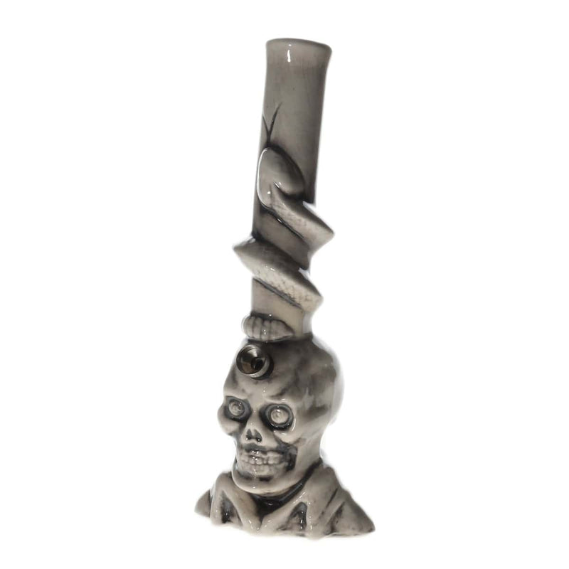 Biohazard Inc Ceramic Bong 11" Large Skull With Snake Ceramic Water Pipe